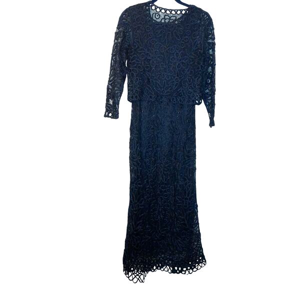 Crochet Black Lace Maxi Dress And Jacket Set Whimsigoth Witch Coquette READ - Picture 6 of 8